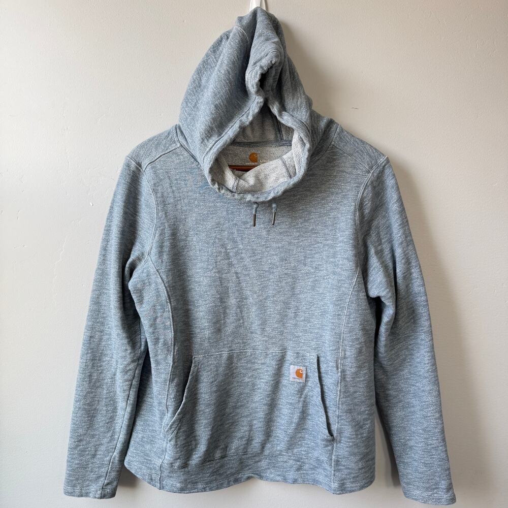 Carhartt Women's Newberry Cowl Neck Blue French Terry Hooded Pullover Sweater
